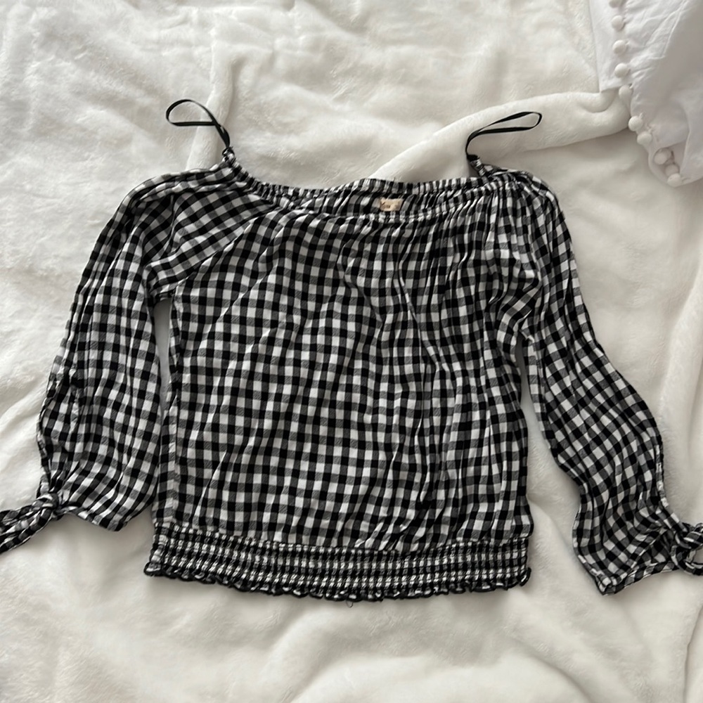 Hollister Plaid Off-Shoulder Top